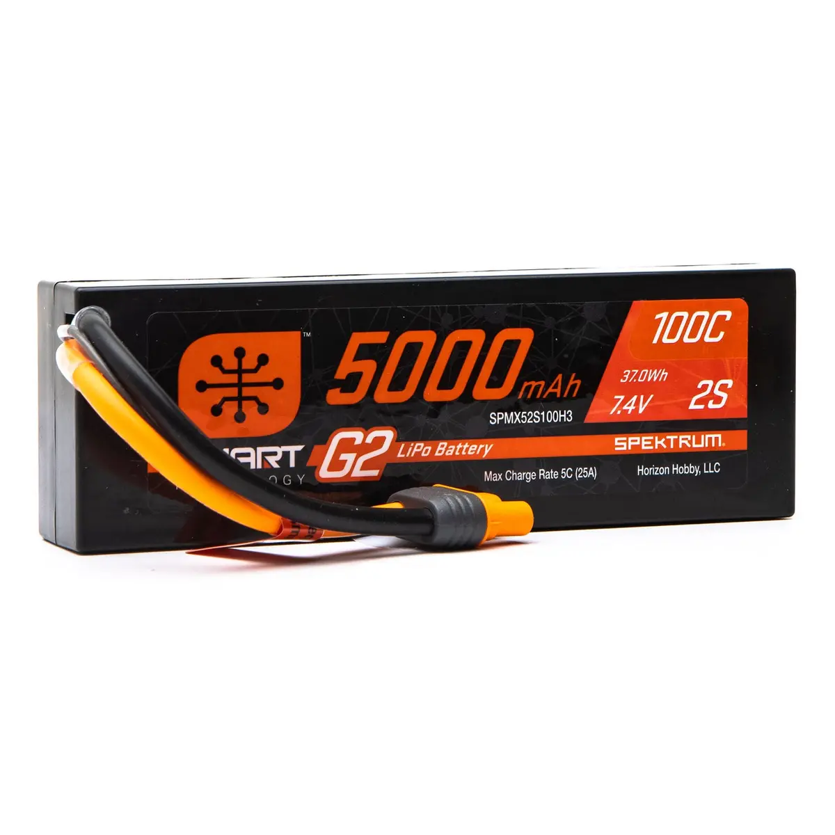 2S 7.4V Smart G2 Hardcase Lipo Battery, 100C 5000Mah 1