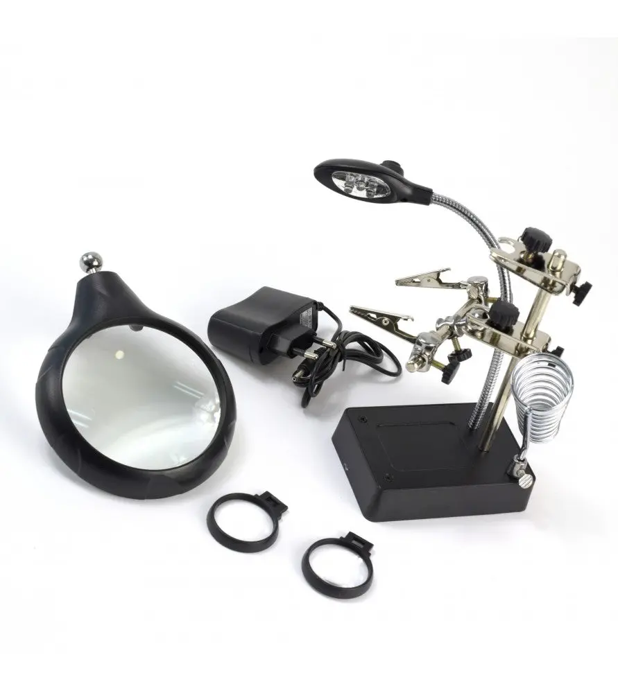 Artesania Latina 27022 Third Hand With 3 Magnifying Glasses And 5 Led Lights 1