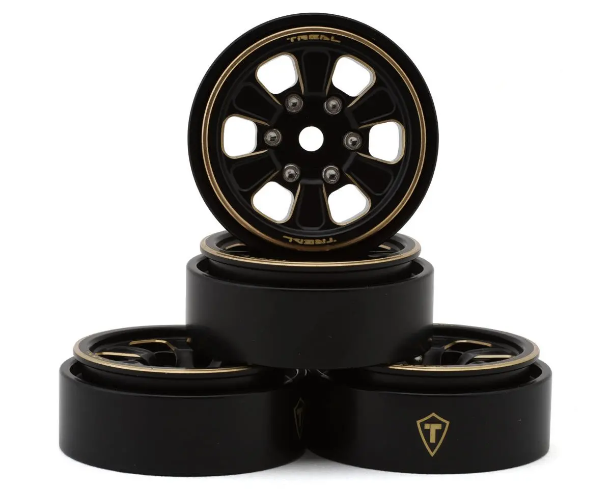 Type B 1.0" 6-Spoke Brass Beadlock Wheels, 39G, Black (4) 1