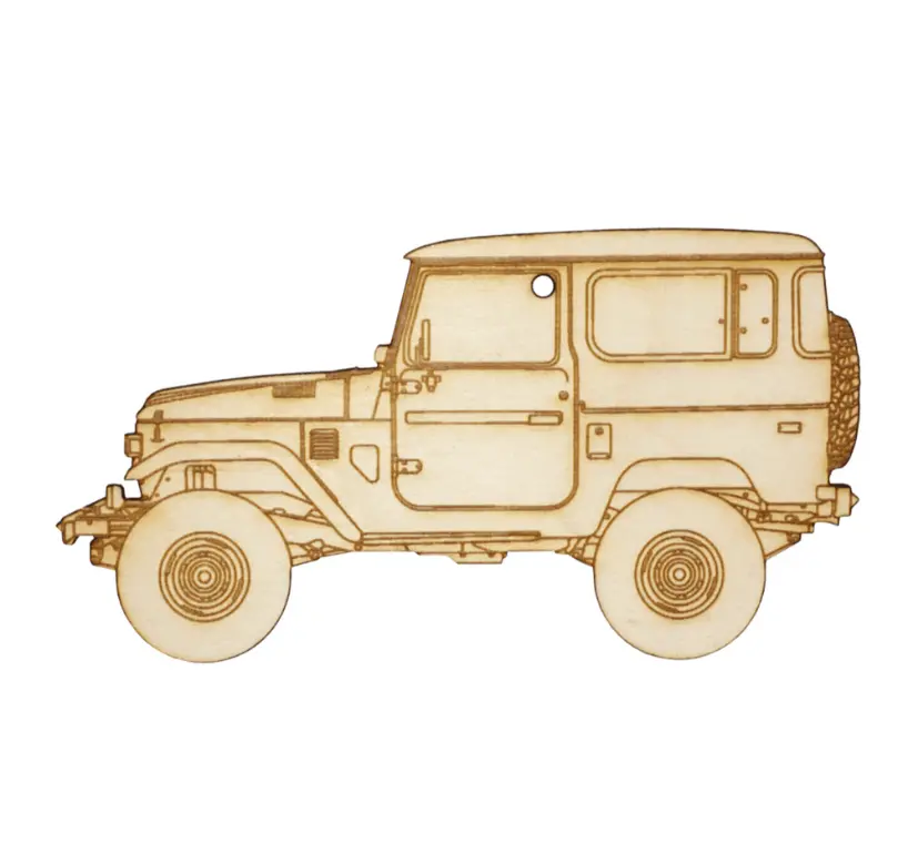 Zspec Laser-Engraved Wood Ornament, Style: Toyota Fj40 Landcruiser, Birch 1