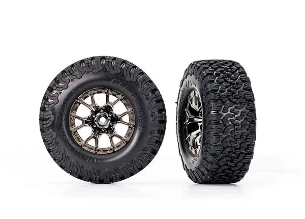 2Wd Front Tires & Wheels, Black Chrome (2) 1
