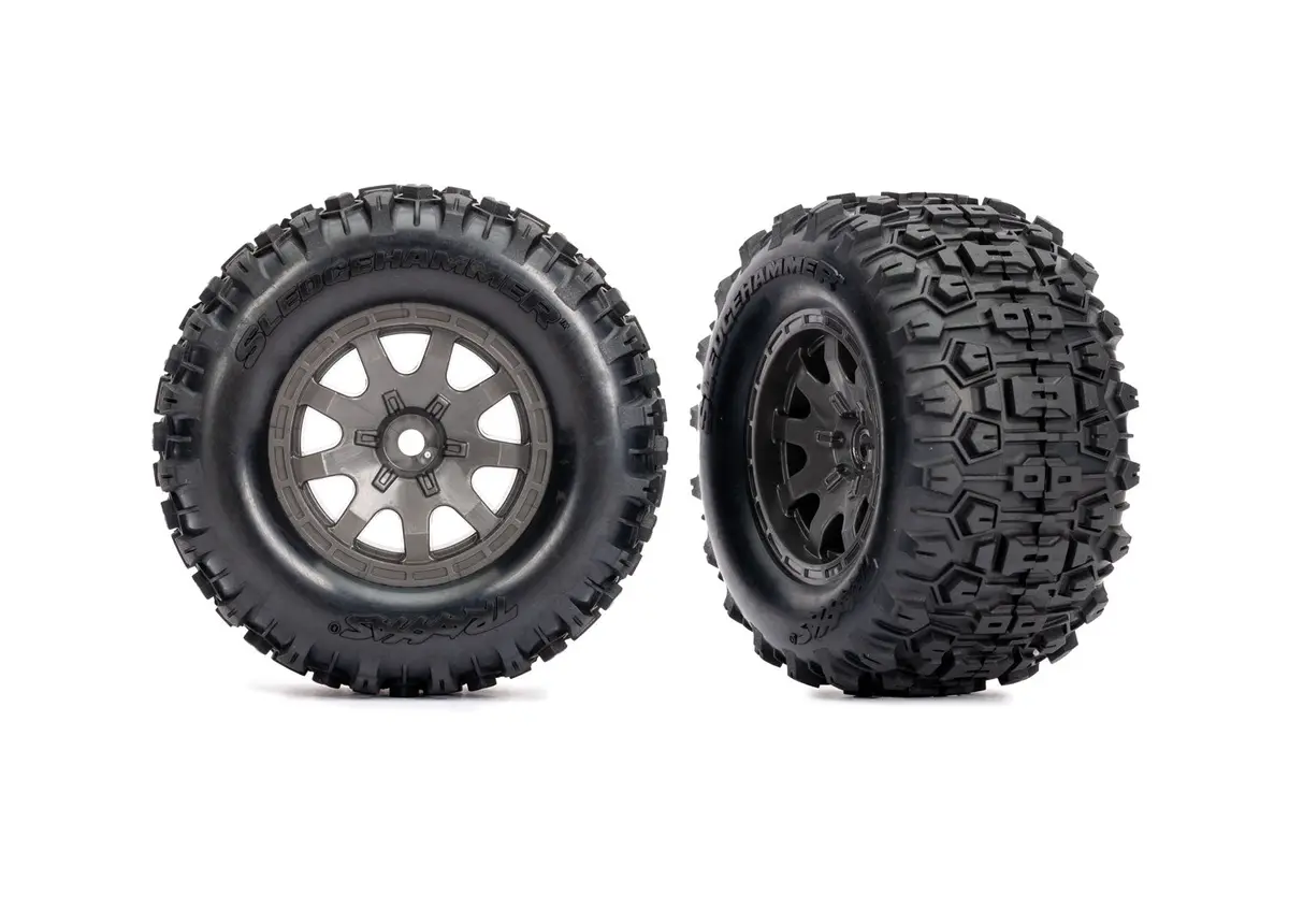 Sledgehammer Pre-Glued Tires On T&W Gray Wheels (2) 1