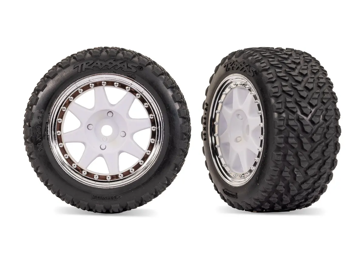 Mini Rally Pre-Glued Front Tires, Hard, White/Chrome (2) 1