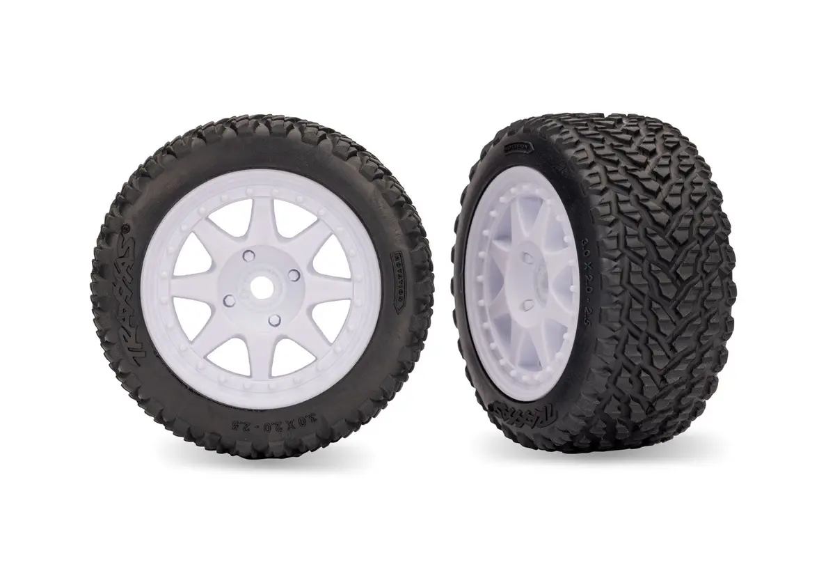 Mini Rally Pre-Glued Rear Tires, Soft, White (2) 1