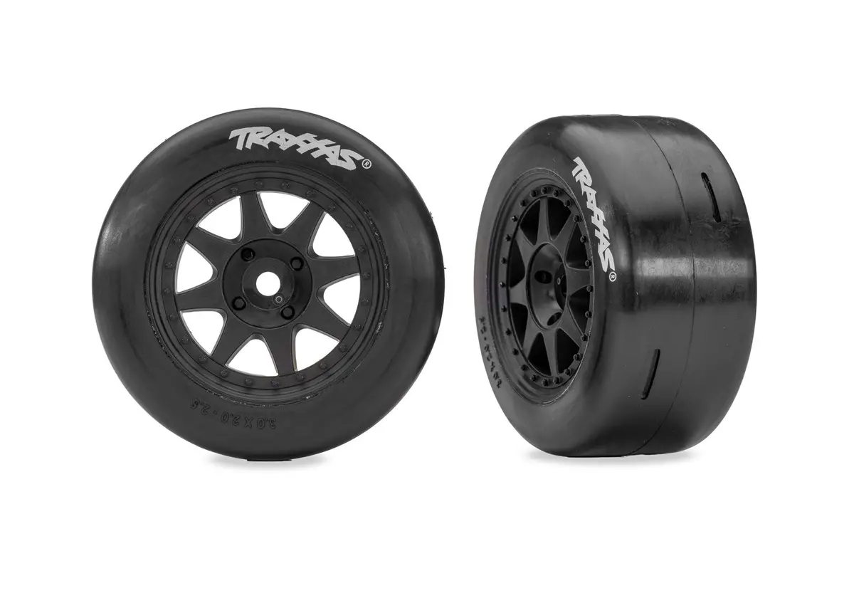 Black Front Mini Rally Wheels W/ Slick Tires (Hard) (2) 1