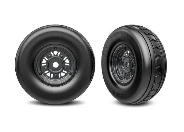 Pro Scale Sand Car Pre-Glued Front Tires (2), Black/Chrome 1