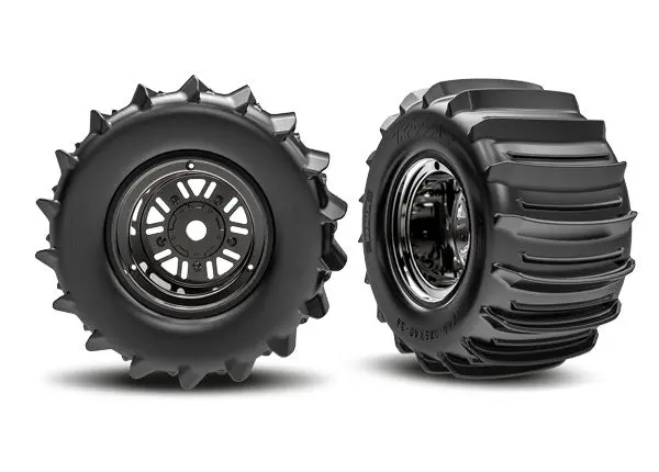 Pro Scale Sand Car Pre-Glued Rear Paddle Tires (2), Blk/Chr 1