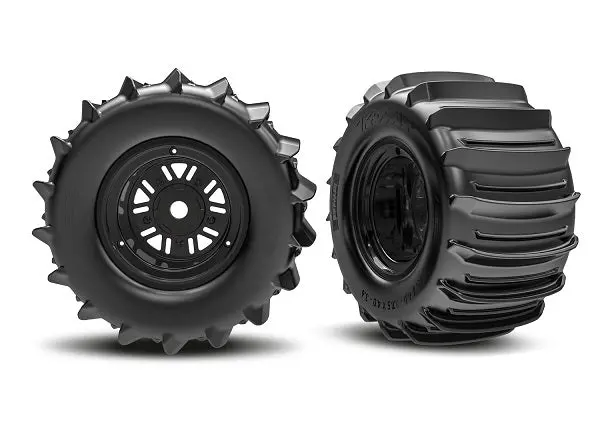 Pro Scale Sand Car Pre-Glued Rear Paddle Tires (2), Black 1