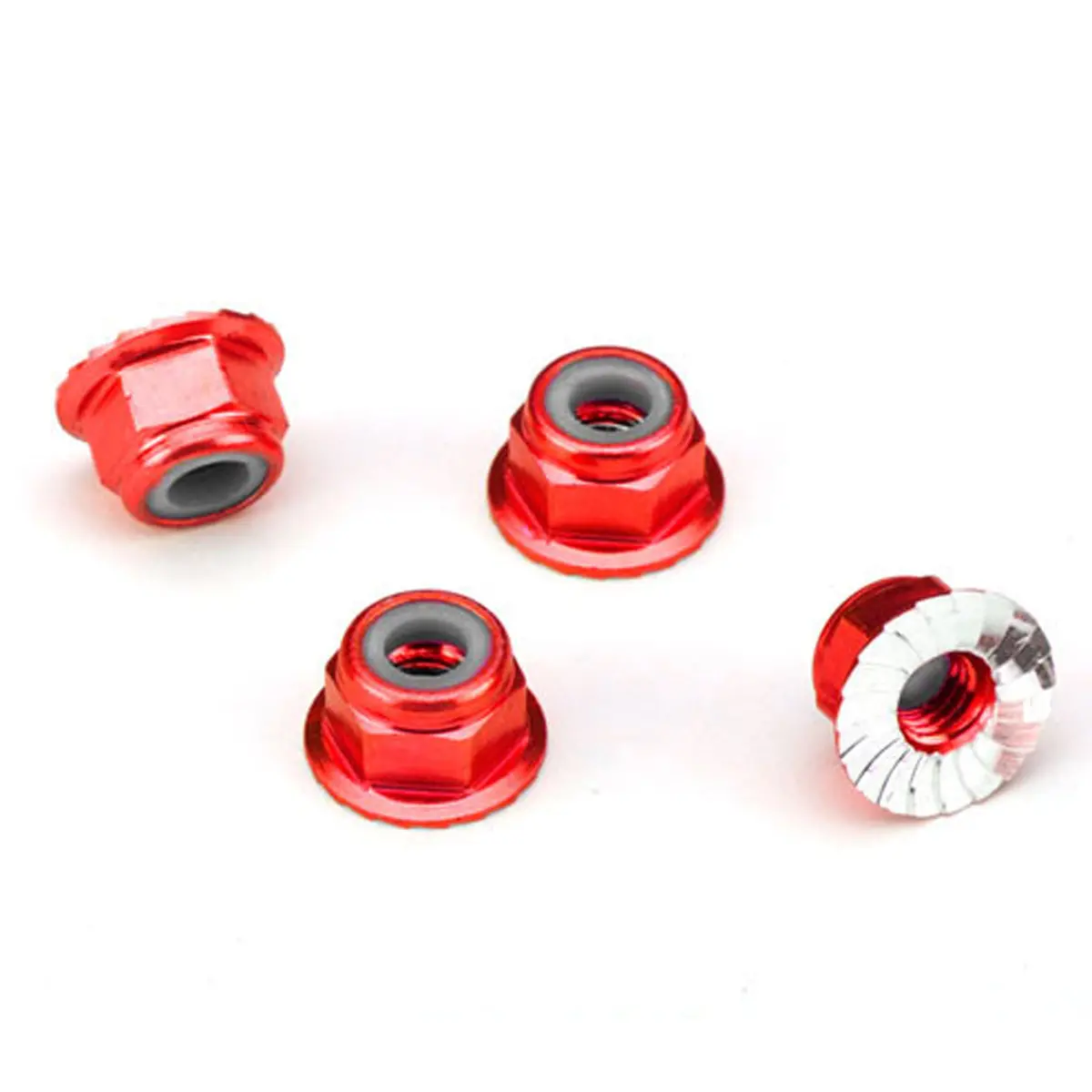 Aluminum 4Mm Flanged Nylon Locking Nuts, Red 1