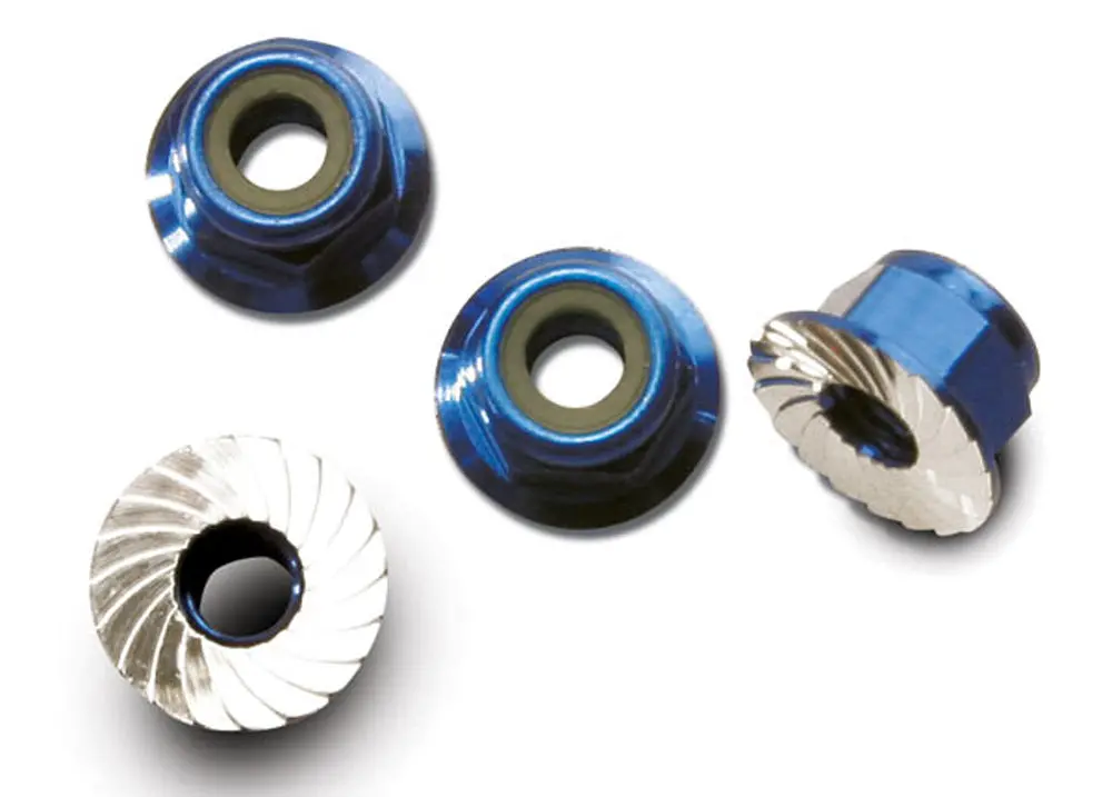 Aluminum 4Mm Flanged Nylon Locking Nuts, Blue 1
