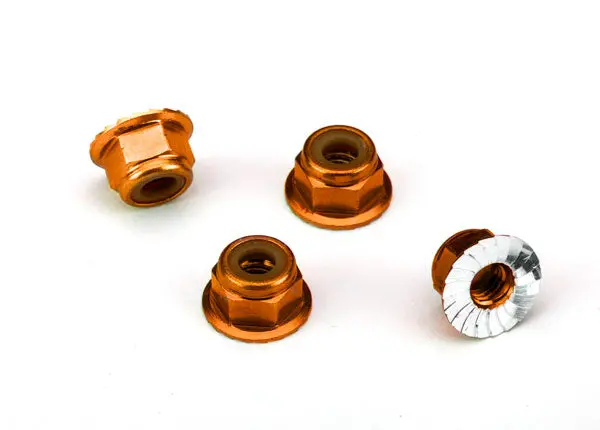 Aluminum Flanged Lock Nuts, 4Mm (4) 1