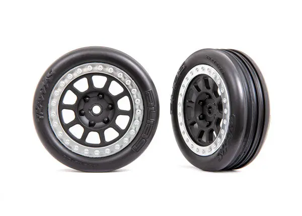 Alias Ribbed 2.2" Pre-Glued Front Bandit Tires, Satin Chrome (2) 1