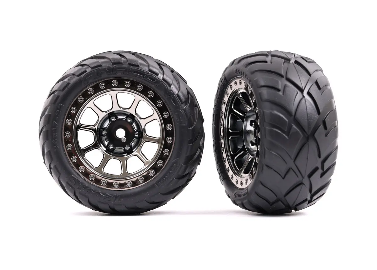 Anaconda 2.2" Pre-Glued Rear Bandit Tires, Black Chrome (2) 1