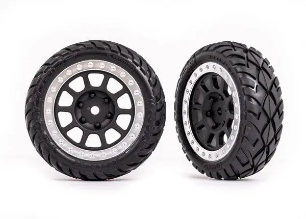 Anaconda 2.2" Pre-Glued Front Bandit Tires, Satin Chrome (2) 1