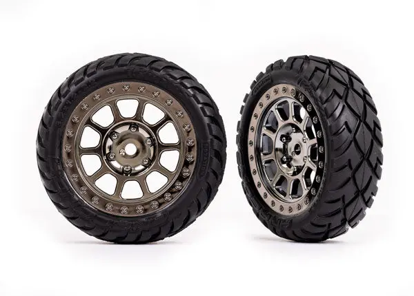 Anaconda 2.2" Pre-Glued Front Bandit Tires, Black Chrome (2) 1