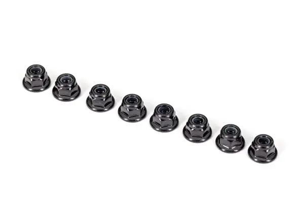 3Mm Flanged Nylon Locking Nuts, Black (8) 1