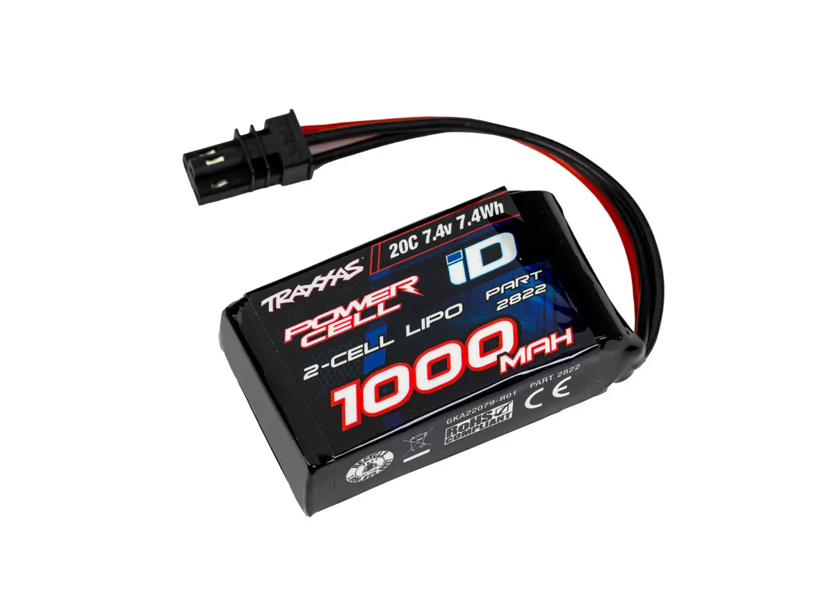 Power Cell Id 7.4V 2S Lipo Battery, 1000Mah 20C 1