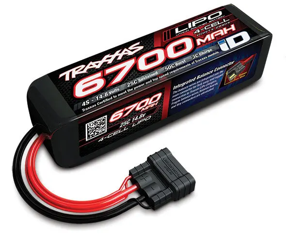 Traxxas 6700Mah 4S 14.8V 25C Lipo Id Plug Soft Case 1