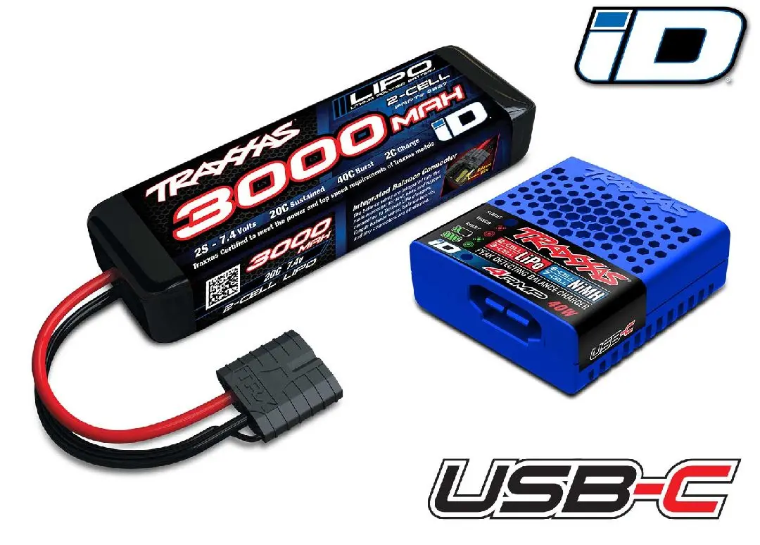 Traxxas 2S Lipo Completer Pack (Includes #2985 & #2827X) 1