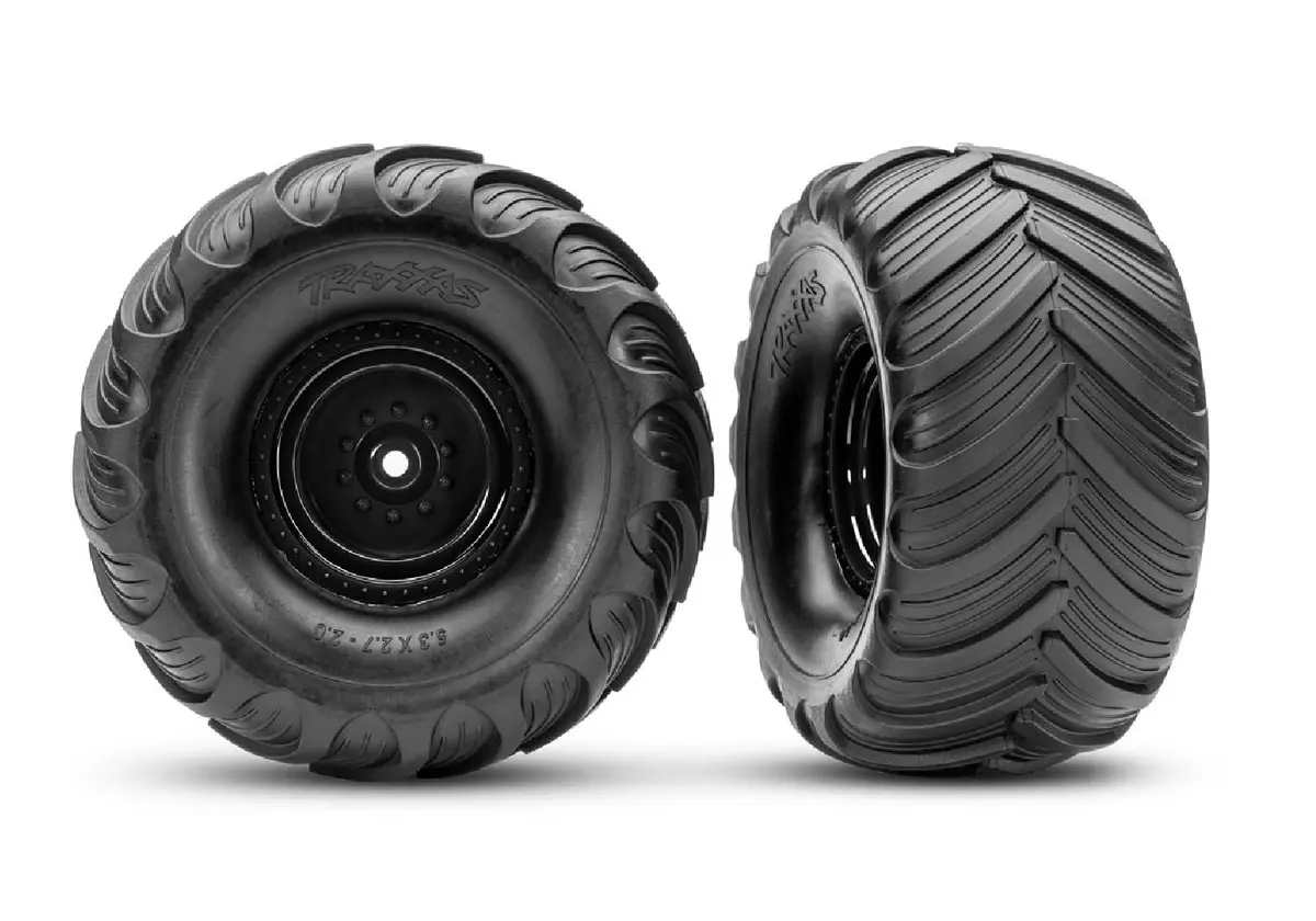 Terra Groove Pre-Glued 1/10 Monster Truck Tires, Black (2) 1