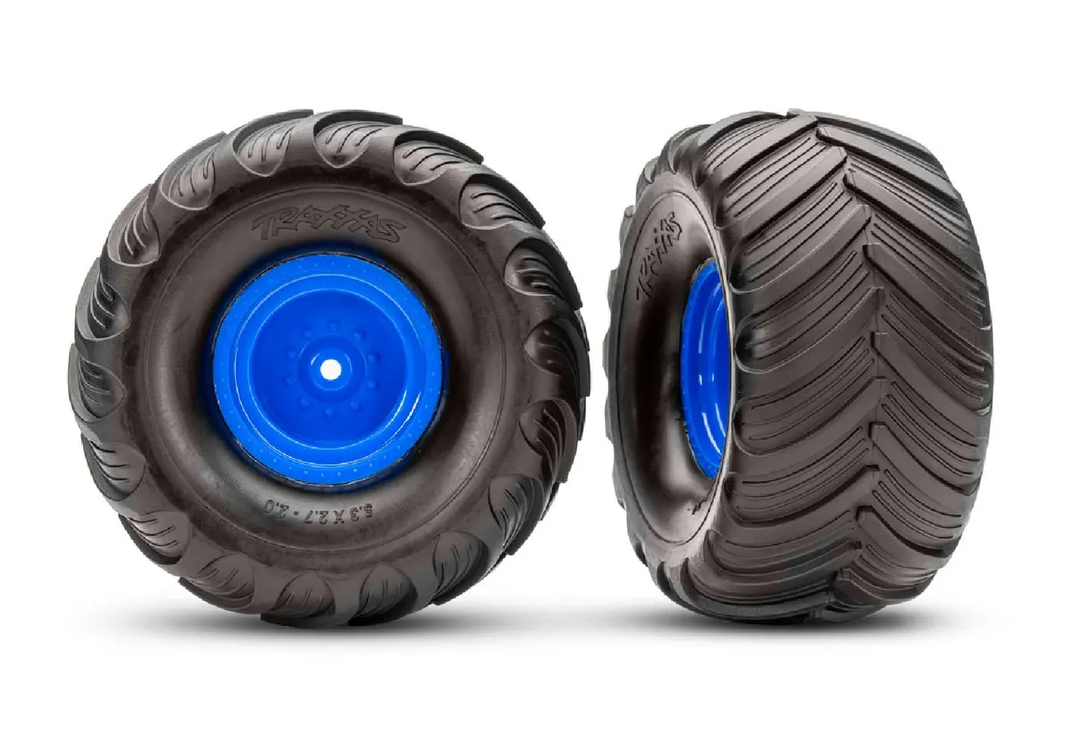 Terra Groove Pre-Glued 1/10 Monster Truck Tires, Blue (2) 1