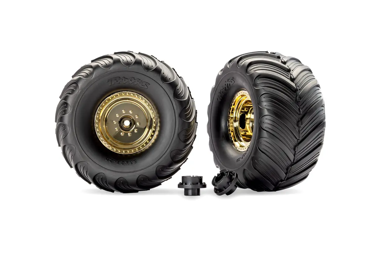 Terra Groove Pre-Glued Monster Truck Tires, Gold (2) 1