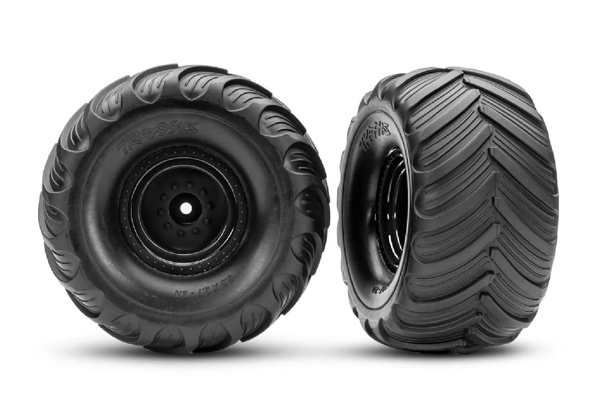 Terra Groove Pre-Glued 1/10 Monster Truck Tires, Black (2) 1
