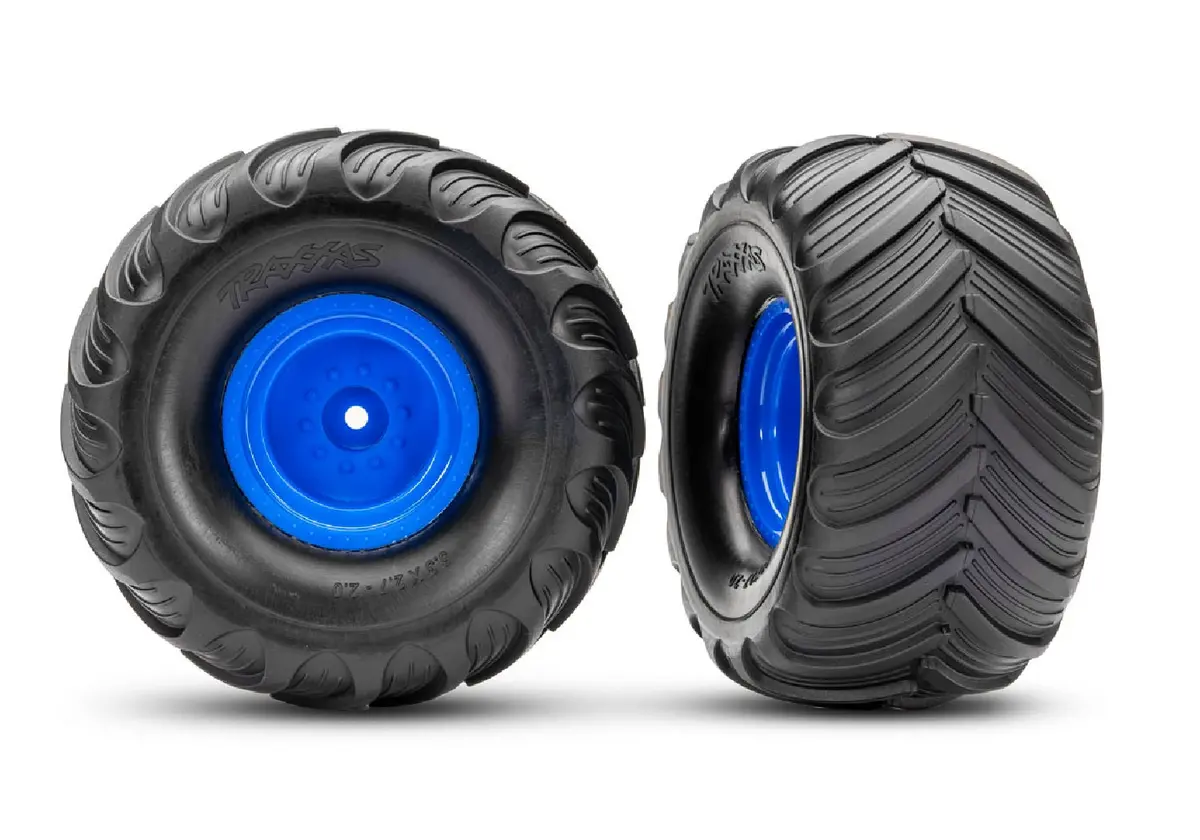 Terra Groove Pre-Glued 1/10 Monster Truck Tires, Blue (2) 1