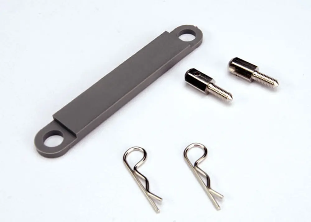 Battery Hold Down Plate, Posts & Body Clips, Grey 1