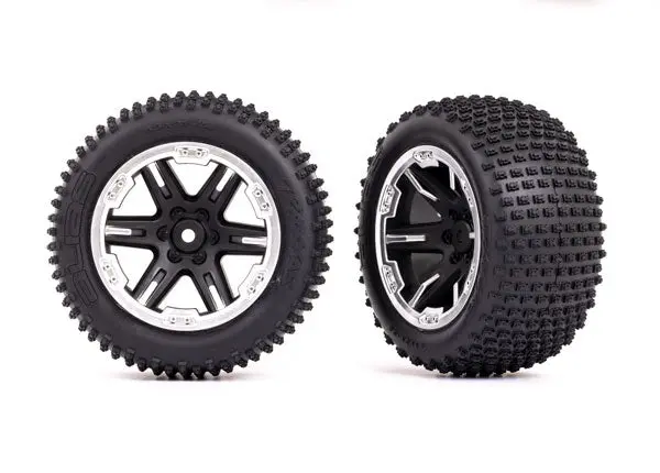 Rustler 2.8" Rear Alias Tires On Rxt Wheels, Black Satin (2) 1