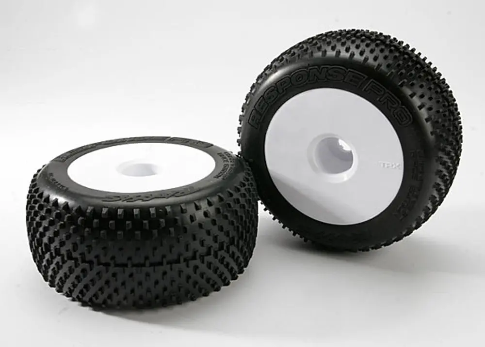 Response Pro Tires, Dished 3.8" Wheels, White 1