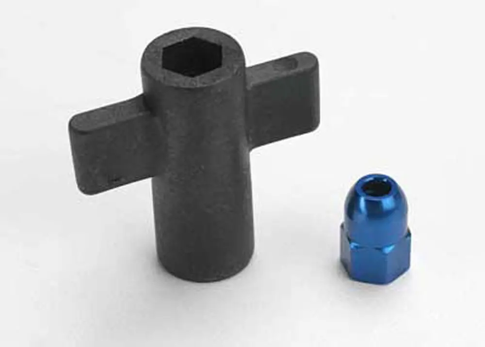 Aluminum Antenna Crimp Nut, Blue & Tool 1
