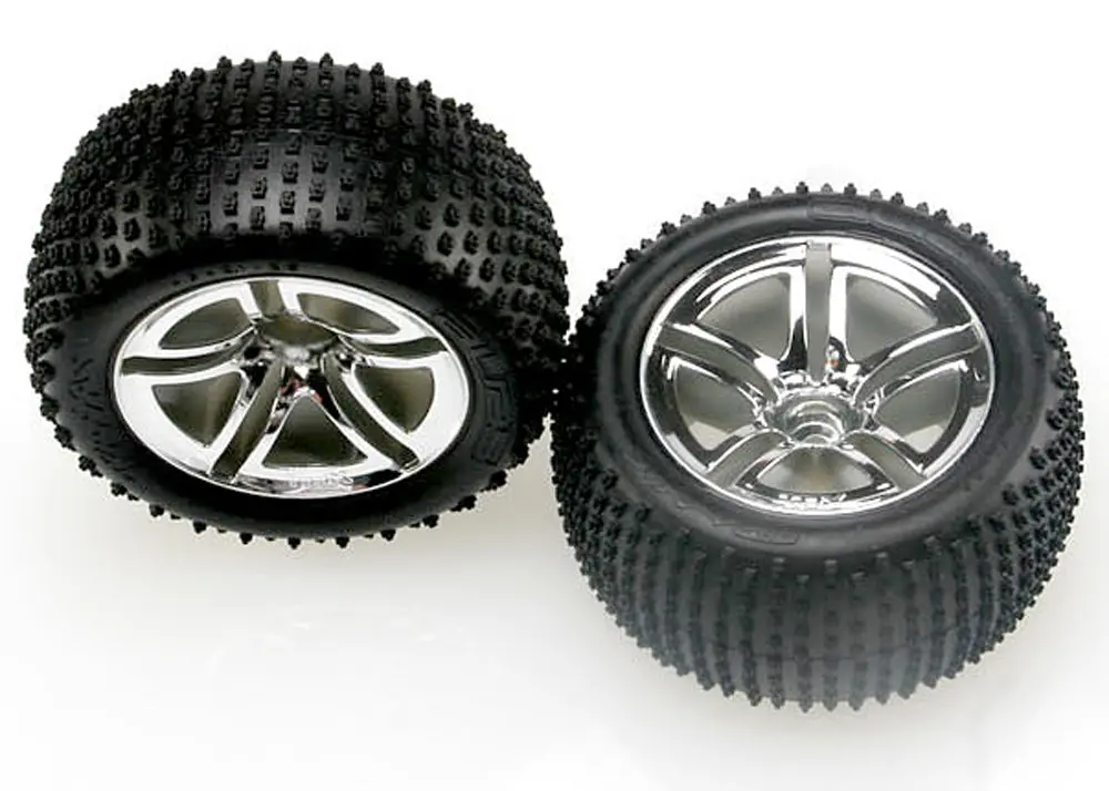 Alias Tires, Twin Spoke Wheels, Chrome, Nitro Rear 1