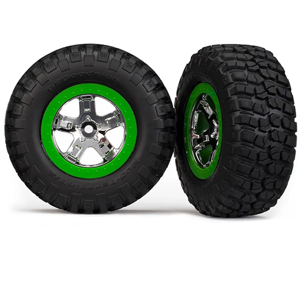 Mud-Terrain Tires, Sct Wheels, Chrome/Green 1