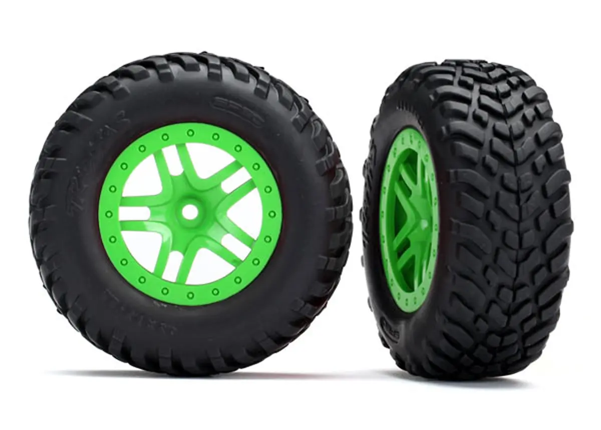 Sct Off-Road Tires, Split-Spoke Wheels, Green 1