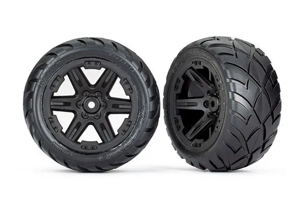 Rustler 2.8" Rear Anaconda Tires On Rxt Wheels, Black (2) 1