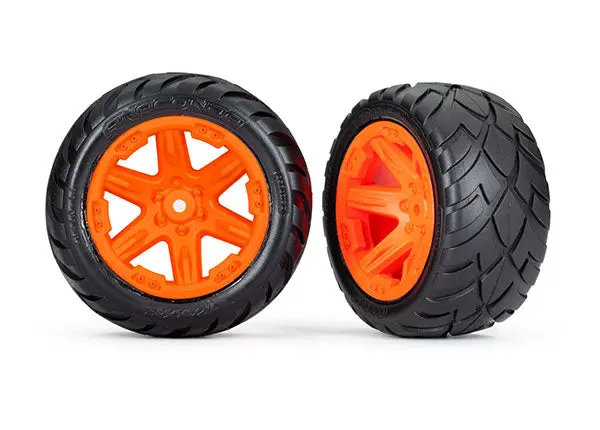 Rustler 2.8" Rear Anaconda Tires On Rxt Wheels, Orange (2) 1