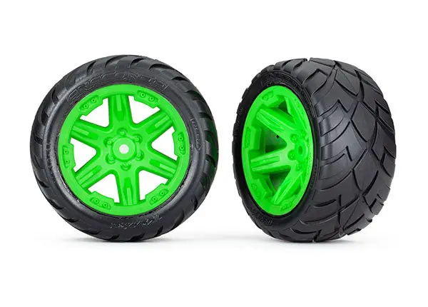 Rustler 2.8" Rear Anaconda Tires On Rxt Wheels, Green (2) 1