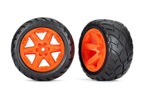 Rustler 2.8" 2Wd Front Anaconda Tires On Rxt Wheels, Orange (2) 1