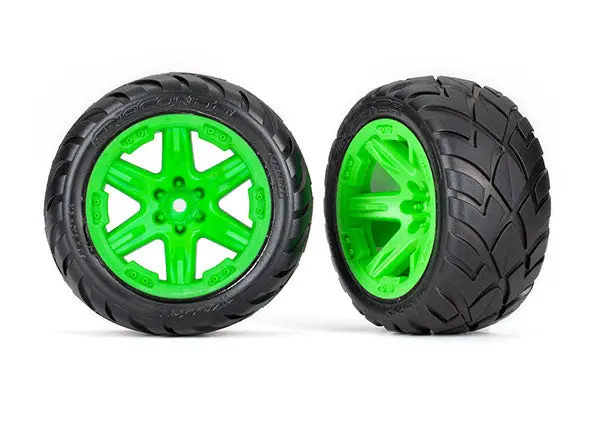 Rustler 2.8" 2Wd Front Anaconda Tires On Rxt Wheels, Green (2) 1