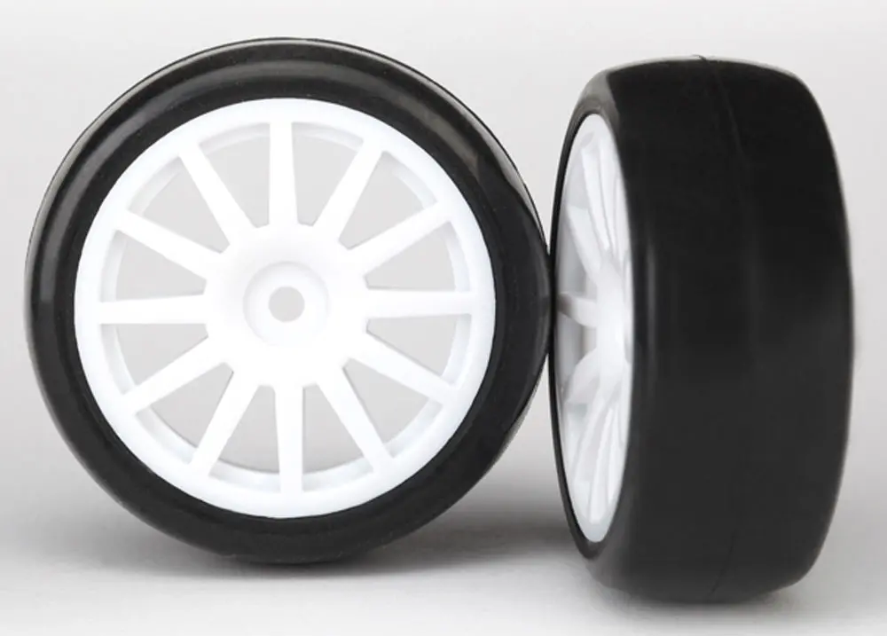 Latrax Slick Tires, 12-Spoke Wheels, White 1
