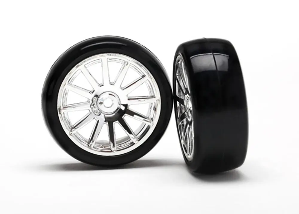 Latrax Slick Tires, 12-Spoke Wheels, Chrome 1