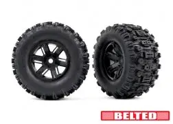 Sledgehammer Belted Pre-Glued X-Maxx Tires, Black (2) 1