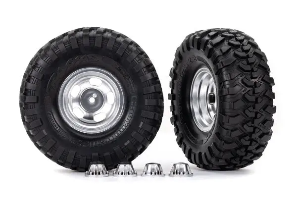 2.2" X 5.3" Tires & Wheels (2), Satin Chrome 1