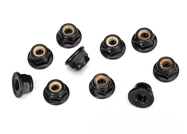4Mm Flanged Nylon Locking Nuts, Black 1