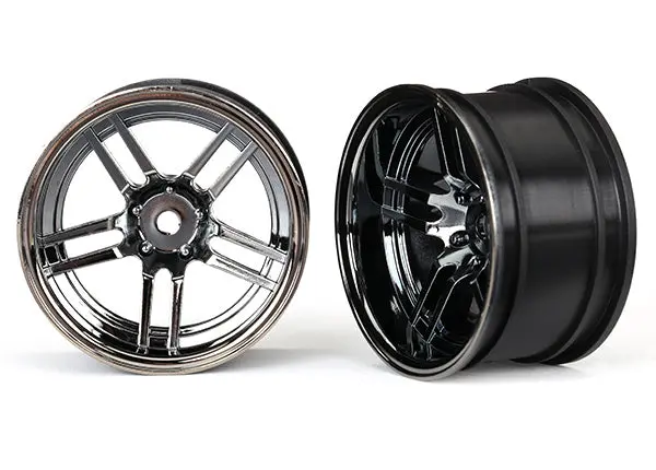 Split Spoke 1.9" Wheels, Wide, Black Chrome, Rear 1