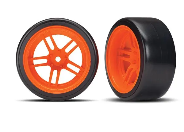 Drift Tires, Split Spoke 1.9" Wheels, Orange, Rear 1