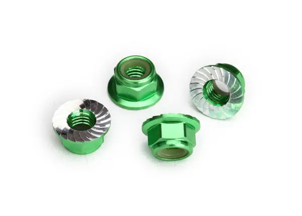 Aluminum 5Mm Flanged Nylon Locking Nut, Green 1