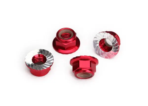 Aluminum 5Mm Flanged Nylon Locking Nut, Red 1