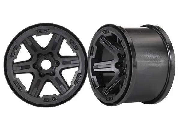 Six-Spoke 3.8" Wheels, 17Mm Splined, Black 1